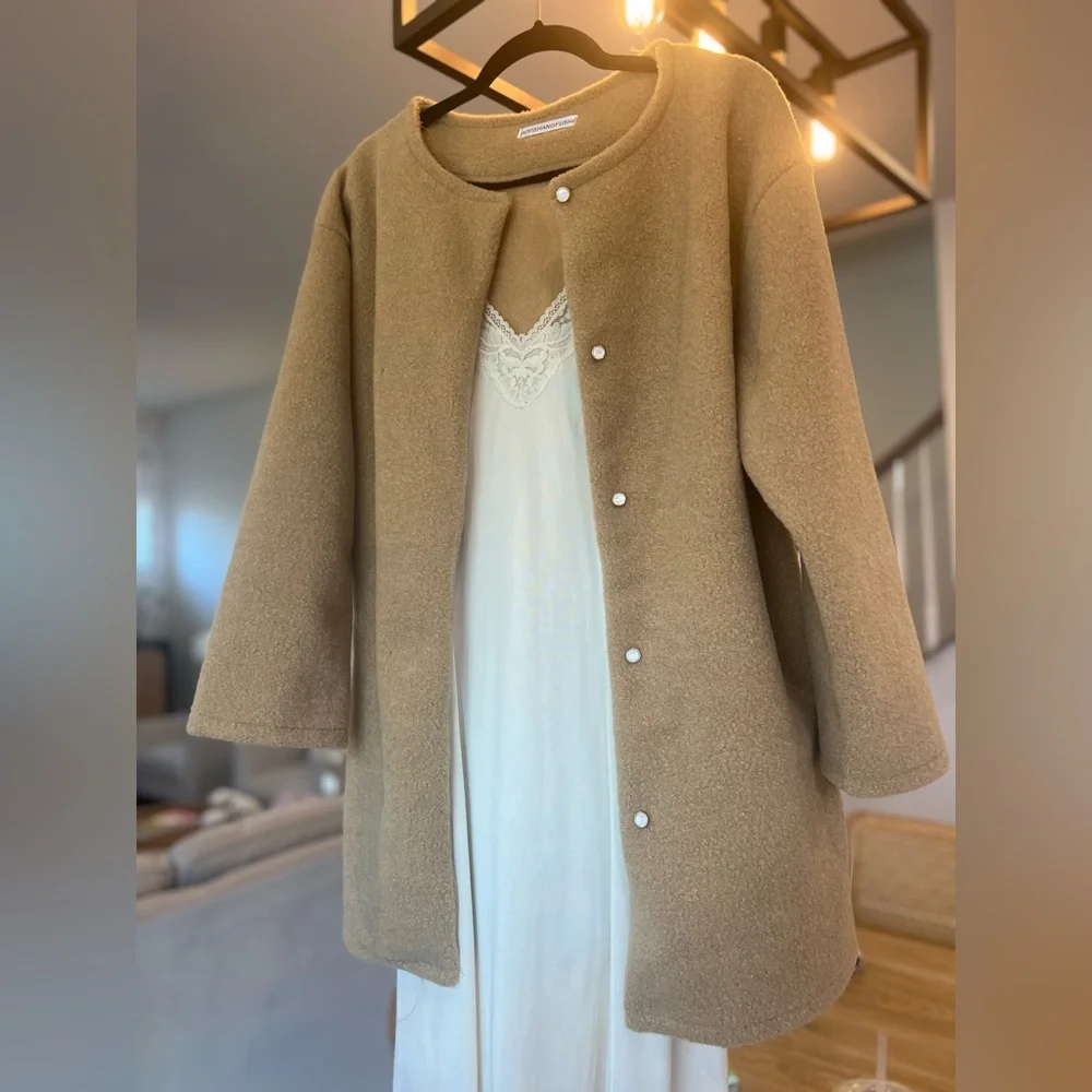 Tan Wool Blend Coat - Picture 4 of 7